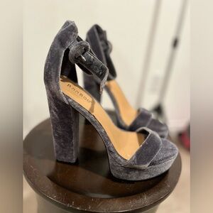 Bamboo Grey Velvet Chunky High Heels New. Fall/halloween